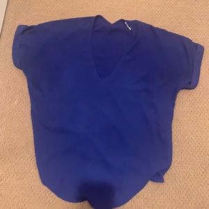 Blue V Neck Blouse